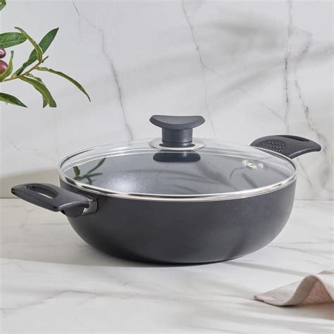Buy Fiona Sebron Aluminium Non-Stick Kadhai with Lid - 24cm from Home ...