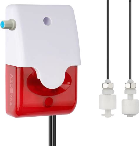 High / Low Water Level Sensor Detector Alarm 120 dB Red Strobe Siren, Adjustable Alarm Volume ...