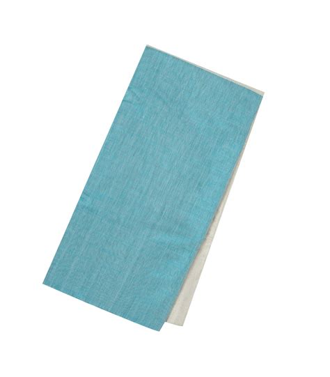 Off White & Light Blue Handloom Chanderi Half & Half Cotton Tissue ...