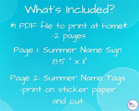 Whats Your Summer Name Game Sign + Name Tags, Printable Summer ...