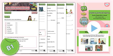 B1 Preliminary (PET) Prep Lesson (Services Around The Town)