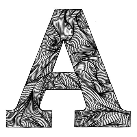 Letter A | Pen art drawings, Typography drawing, Zen doodle art