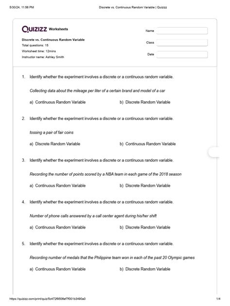 Image result for Discrete Random Variable vs Continuous Random