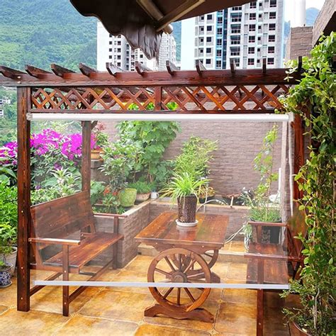 Buy Outdoor Indoor Transparent Wall Hanging Roller Blind, Easy to Pull ...