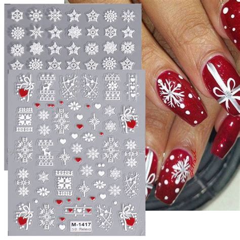 ZDWQFA Christmas Nail Art Stickers Decals 3D Self-Adhesive Snowflake ...