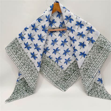 Hand Block Printed Cotton Scarf - 100x100 cm - TSPSCR4 – The Street Pal