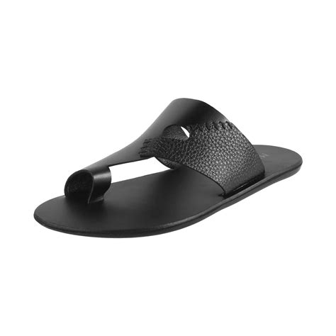 Metro Men Black Thong Leather Chappal UK/6 EU/40 (16-701) : Amazon.in ...