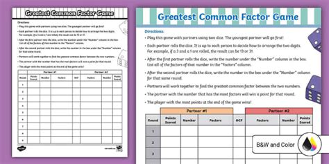 Greatest Common Factor Game | Math Resource | Twinkl USA