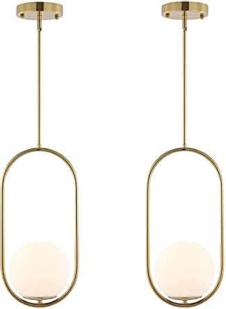 Buy VRCT Modern Gold Globe Pendant Light Mid Century Chandelier 1-Light ...