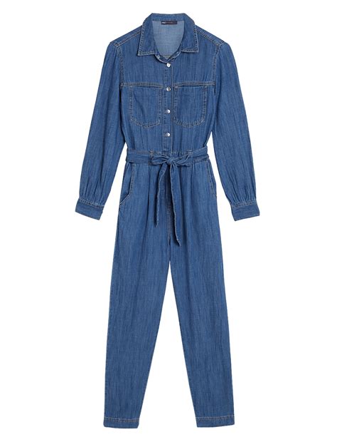 Buy Denim Belted Long Sleeve Jumpsuit at Marks & Spencer