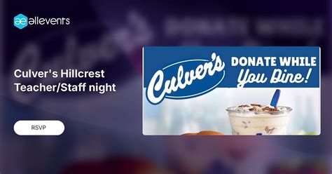 Culvers Hillcrest Teacher/Staff night , Culver's (451 E IL Rte 173 ...