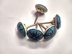 Buy Jaipur Sanganeri Hand Painted Ceramic Door Knob Cabinet Drawer ...