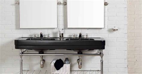 Vintage bathroom composition with double Double black console