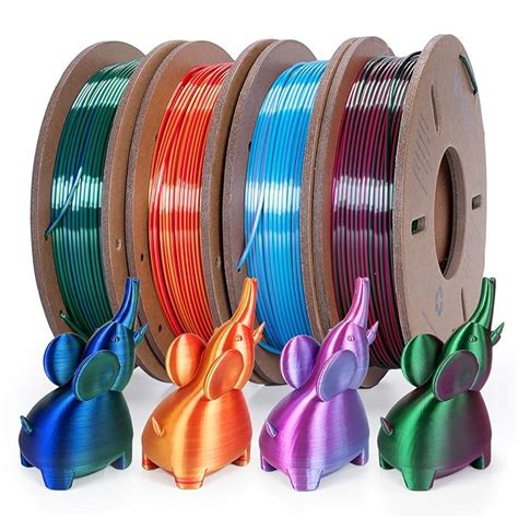 Kretrum Silk Dual Color 3D Printer Filament Bundle, 1.75 mm Color ...