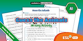 ESL Describe the Animal Writing Activity [Kids, A1]