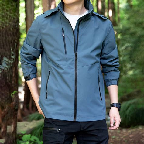 Xysaqa Men's Lightweight Jackets with Hood, Mens Waterproof Windbreaker ...