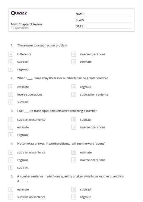 50+ Subtraction and Inverse Operations worksheets for 3rd Class on ...