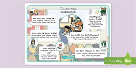 KS1 Adjectives to Describe a Classroom Descriptive Word Mat