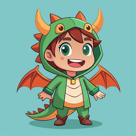 Cute Boy Dragon desenho animado Vector Art Print | vetor Premium gerado ...