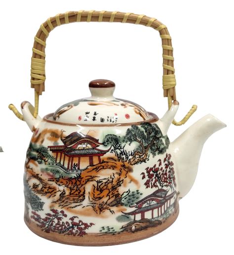 Buy Purpledip Ceramic Kettle 'Serenity': 500 ml Tea Coffee Pot, Steel ...