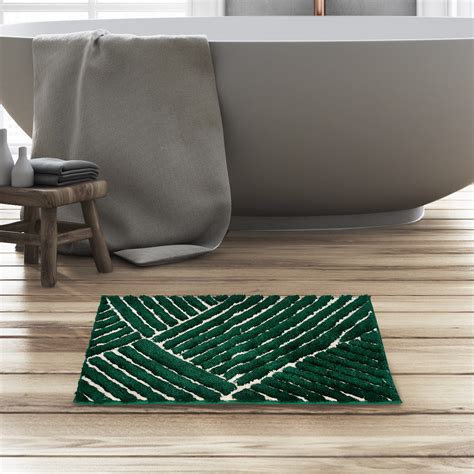 Buy Abstract Polyester 16" x 24" Anti Skid Bath Mat (Green) Online ...