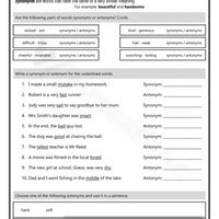 Visual Worksheet: Synonyms and Antonyms - Worksheets with Solutions for ...