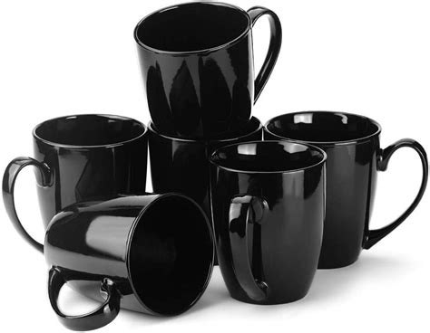 Buy Dessy Black Shiny Bone China Mugs, Tea and Coffee Mugs, Set of 6 ...
