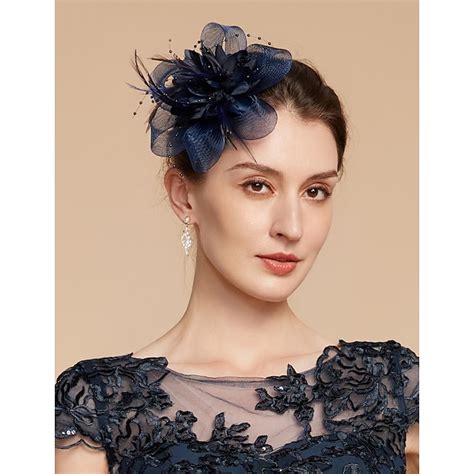 Elegant Feather Net Fascinators Hats with Feathers Fur Floral 1PC ...