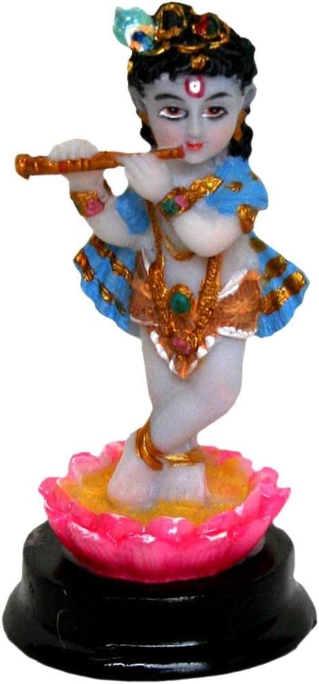 Krishna Culture Mini Krishna on Lotus Flower Statue 3 Indian Style ...