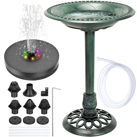 Buy Bird Bath for The Garden Bird Bath with Solar Water Fountain Pump ...