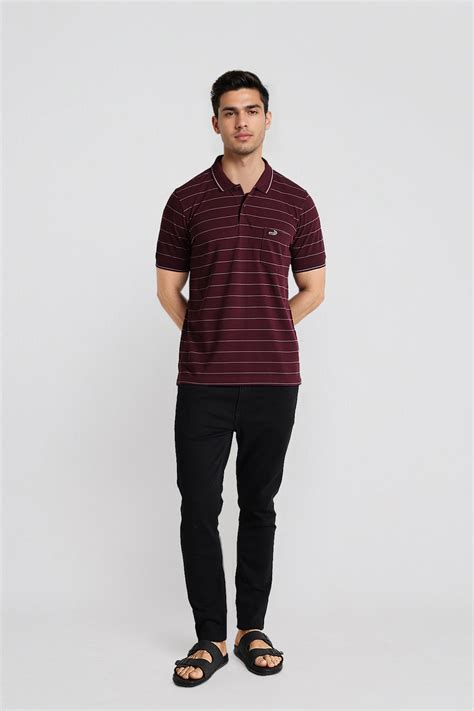 Shop Brown Striper Polo T Shirt Comfort Fit Polo T Shirt Online India ...