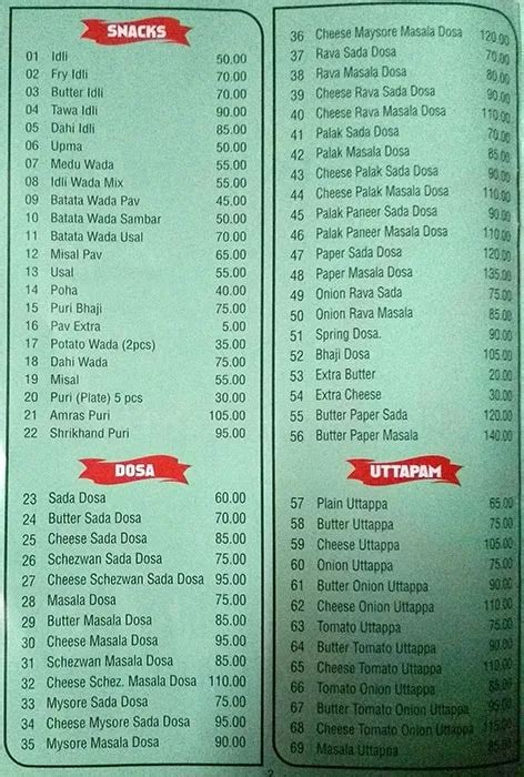 Menu of Ganesh Hotel, Charkop, Mumbai | October 2023 | Save 10%