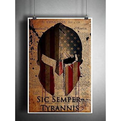 Buy Spartan Helmet American flag art, declaration of independence print ...