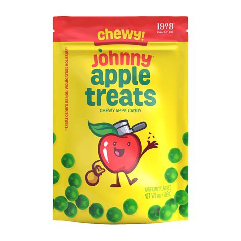 Johnny Apple Treats 7 oz. Stand-Up Bag | Chewy Apple Candy | 1908 Candy ...