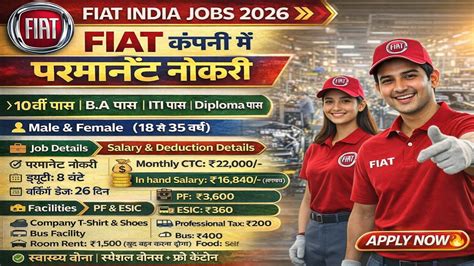 Fiat India Automobiles Pvt. Ltd Campus Placement 2026 - ITI And Diploma ...