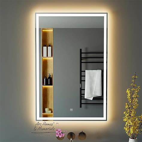 ARC homes Modern Wall Mounted Rectangular Backlit Led Mirror with Touch ...