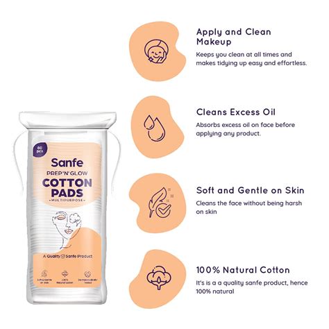 Sanfe Prep 'N' Glow Cotton Pads, 80 Count Price, Uses, Side Effects ...