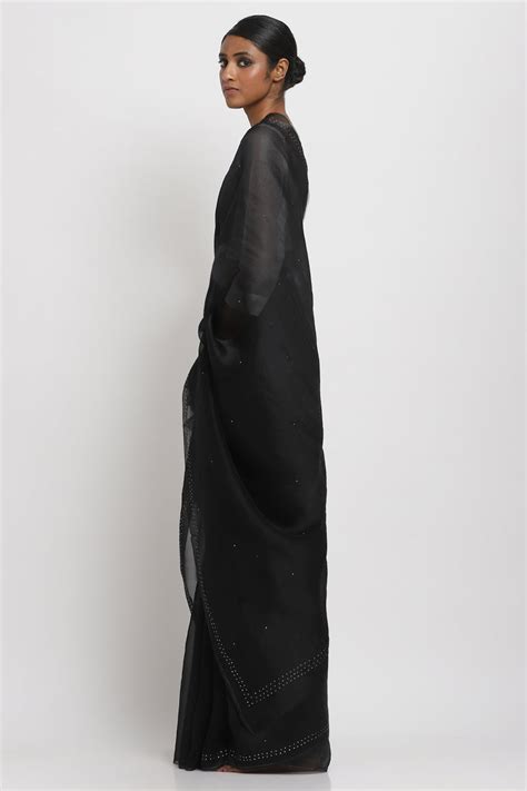 Black Organza Mukaish Ratna Saree – Via East