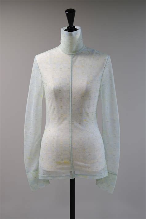 【Mame Kurogouchi】Marble Printed Plaid Sheer High Neck Top | loop