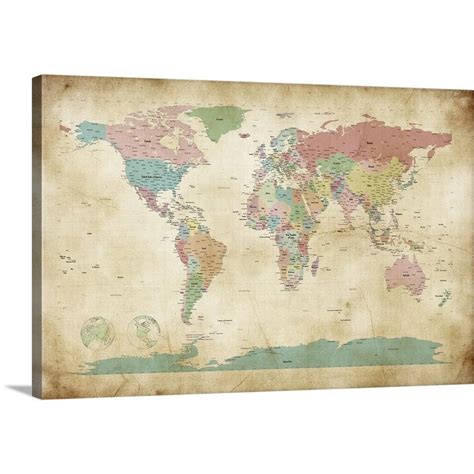 Buy 36 in. x 24 in. Political Map of the World Map, Antique by Michael ...