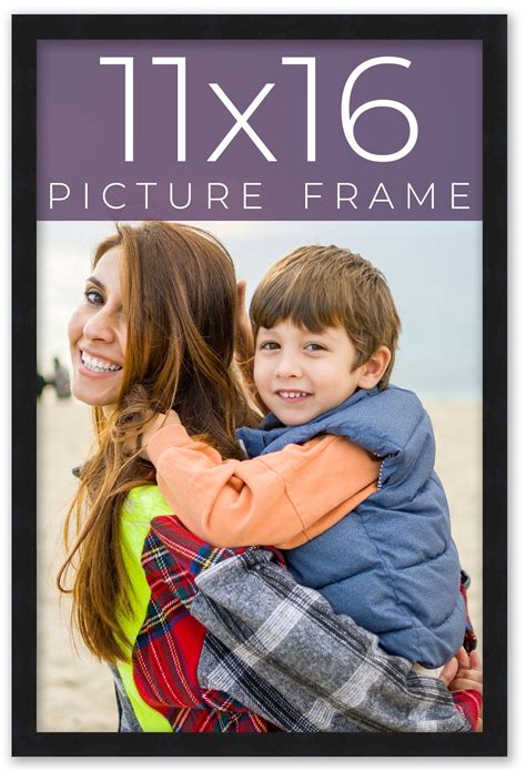 11x16 Frame Black Real Wood Picture Frame Width 0.75 Inches Interior ...