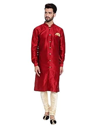 Buy Royal Kurta Men's Dupion Silk Achkan Indowestern Kurta and Pyjama ...