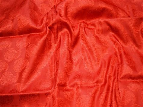 Red Jacquard Fabric Brocade By The Yard Silk Wedding Dresses Bridesmai ...