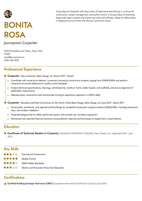 Sample Carpenter Resume Example 10+ Concrete Form Carpenter Resume