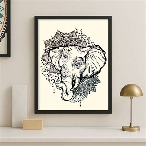 Ganesh Mandala Inspired Elephant Wall Frame - love craft gift