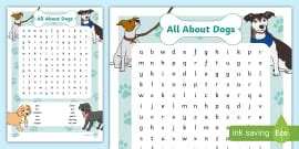 Pets-Themed Word Search. Dog, Hamster, Cat Word Search