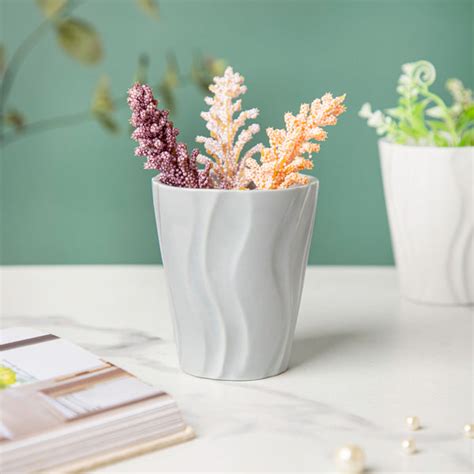 Nordic Grey Wavy Ceramic Planter Online - Premium Planter | Nestasia