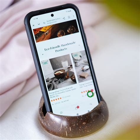 Coconut Shell Mobile Holder/Stand | Wooden Mobile Holders - Thenga