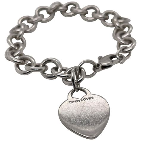 Tiffany and Co. Sterling Silver Chain Link Heart Charm Bracelet at 1stDibs
