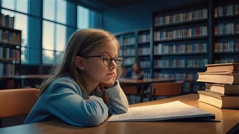 10 year old child girl boy sitting at a table with a pile of homework ...